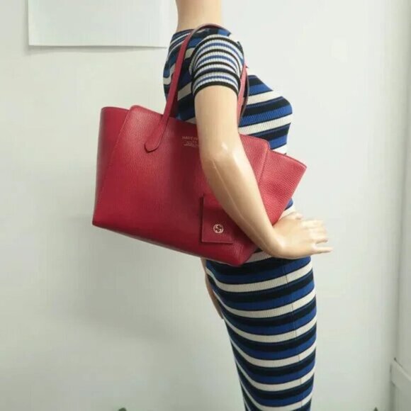 100% Authentic GUCCI Swing Red Leather Shoulder Bag 613-09124 - Picture 12 of 12